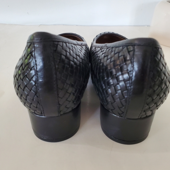 TROTTERS 10.5 Black Woven Leather JADE 1" Heel Slip On Shoes Comfort Office NWOB - Picture 5 of 15